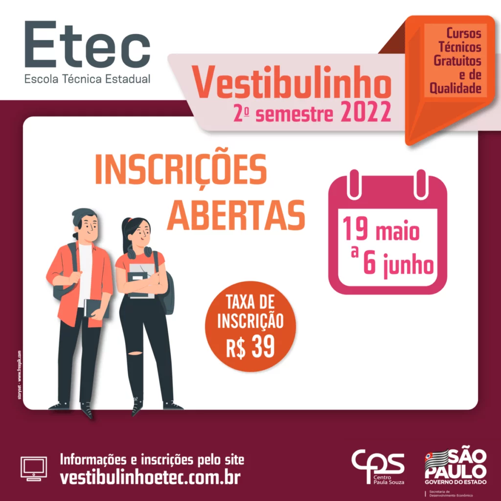 Vestibulinho ETEC 2o Semestre 2022 1 1